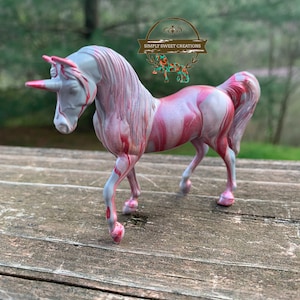Breyer Stablemate Model Horse Custom Original Hand-painted One Of A Kind Grey, metallic white and metallic red Walking Arabian