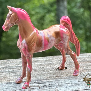 Breyer Stablemate Modell Pferd Custom Original Handbemalt Unikat, rosa, kupfer beige American