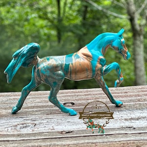 Breyer Stablemate Model Horse Custom Original Hand-painted One Of A Kind Metallic copper and teals darley Arabian