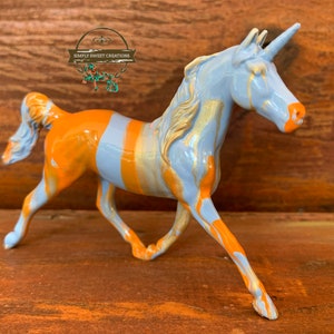 Breyer Stablemate Model Horse Custom Original Hand-painted One Of A Kind blue, orange, gold Prince Charming