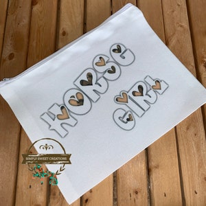 Horse Girl Make-Up Pouch, Toiletry Case, Zippered Bag, Cosmetic Bag, Horse Lover Gift, Horse Bag, Horse Pouch, Pencil Pouch, Horse Girl,