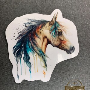 Autocollant de cheval, cheval Boho, autocollant pour ordinateur portable, autocollants de poney, autocollant de cheval mignon, décalque de cheval, tête de cheval, équestre, cheval de fleur, autocollants