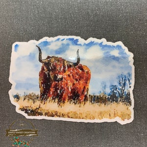 Highland Cow Sticker, Cow Head, Bull Sticker, Cow, Laptop Sticker, Farm Stickers, Cute Cow Sticker, Highland Cow Decal, Bull Art, Western