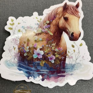 Autocollant de cheval, cheval Boho, autocollant pour ordinateur portable, autocollants de poney, autocollant de cheval mignon, décalque de cheval, tête de cheval, équestre, cheval de fleur, autocollants