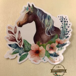 Autocollant de cheval, cheval Boho, autocollant pour ordinateur portable, autocollants de poney, autocollant de cheval mignon, décalque de cheval, tête de cheval, équestre, cheval de fleur, autocollants