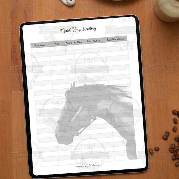 Model Horse Inventory Sheet Printable/Digital Planner Record Breyer Horse Peter Stone Schleich Inventory