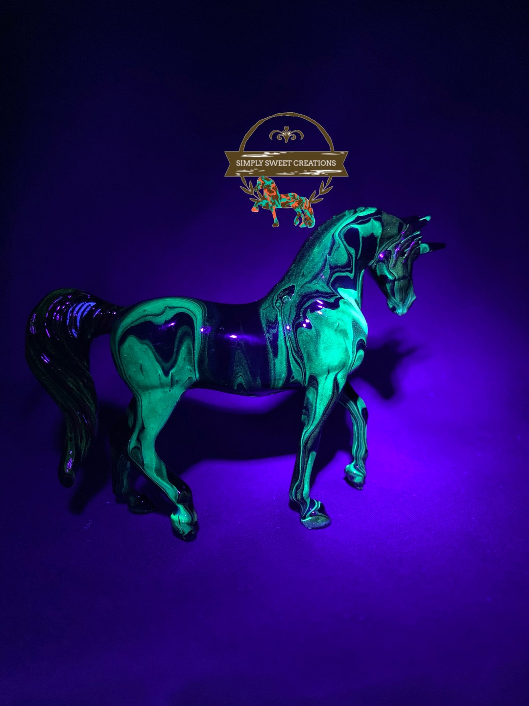 Glow in the Dark Breyer Stablemate Model Horse Blacklight rave