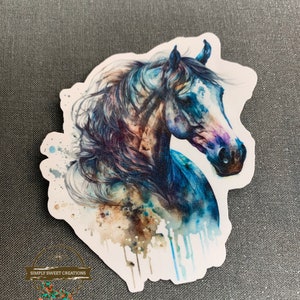 Autocollant de cheval, cheval Boho, autocollant pour ordinateur portable, autocollants de poney, autocollant de cheval mignon, décalque de cheval, tête de cheval, équestre, cheval de fleur, autocollants