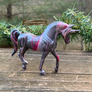 Breyer Stablemate Model Horse Custom Original Hand-painted One Of A Kind Metallic Silver, pinks Walking Arabian