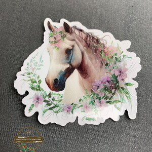 Autocollant de cheval, cheval Boho, autocollant pour ordinateur portable, autocollants de poney, autocollant de cheval mignon, décalque de cheval, tête de cheval, équestre, cheval de fleur, autocollants