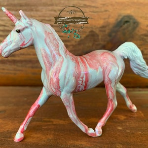 Breyer Stablemate Model Horse Custom Original Hand-painted One Of A Kind Grays and red Prince Charming