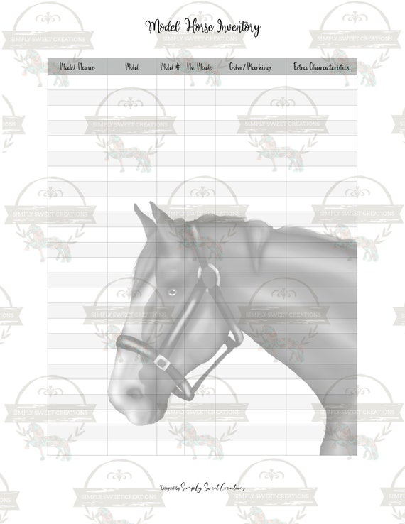 Model Horse Inventory Sheet Printable/digital Planner Record Etsy
