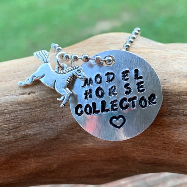 Model Horse Necklace / Breyer Horse / Peter Stone / Model Horse Collector / Model Horse Jewelry / Metal Stamped Collector Necklace