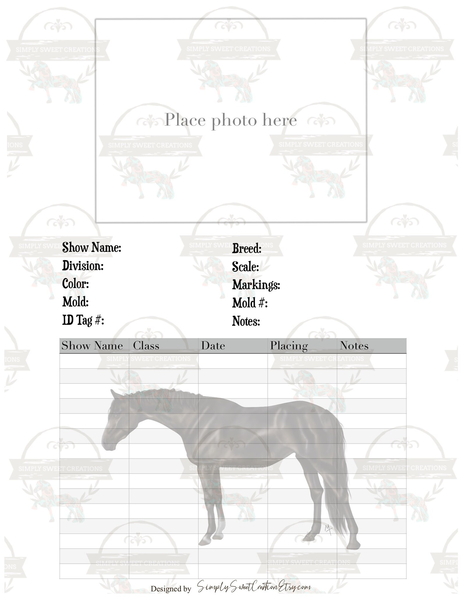 Breyer Horse Model Horse Peter Stone Printable/digital Show - Etsy