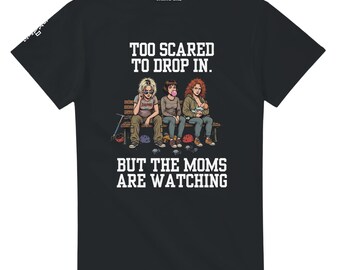 Camiseta negra "Demasiado asustado para caerme"