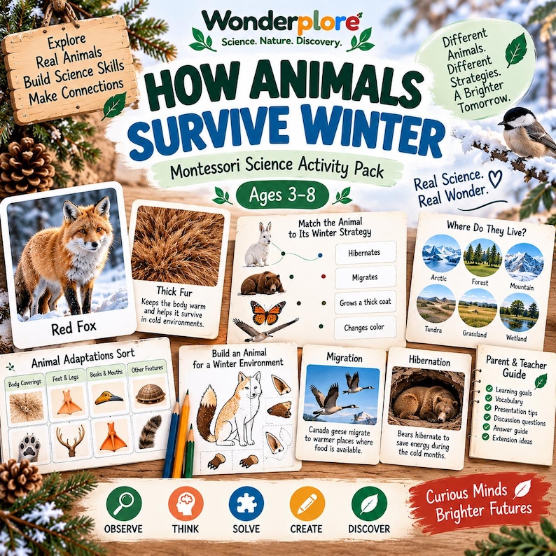 How Animals Survive Winter | Montessori Science Activity Pack for Kids ...