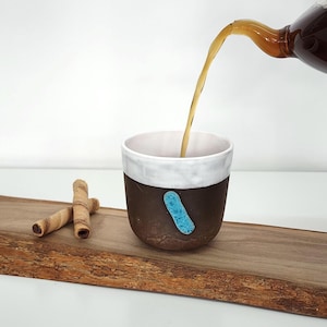 Handmade Ceramic Handleless Mug, Minimalist Pottery Tumbler Cup, Coffee Tea Wine Lover Gift