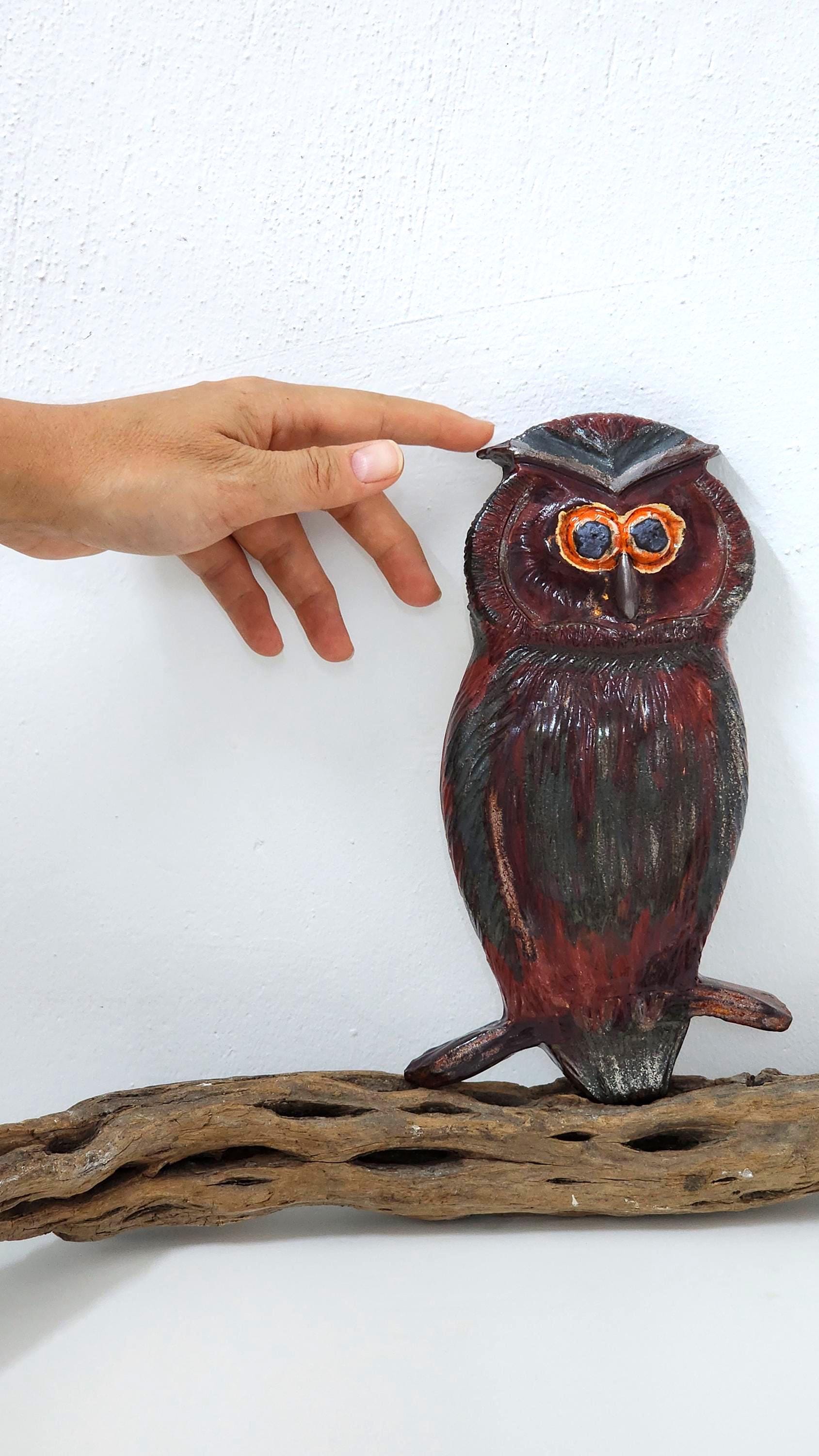 Handmade Ceramic Owl Sculpture : Athena Symbol Home Decor ,Spiritual Gift , Ancient Art
