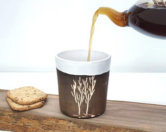 Bicchiere in ceramica fatto a mano, tazza in terracotta, regalo per l'inaugurazione della casa