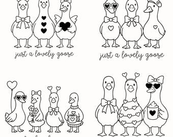 Lovely Goose SVG Cricut Cutting File Valentines Day Porch Goose 4 images