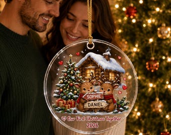 Personalized First Christmas Together Acrylic Ornament, Couple Holiday Keepsake (8-inch)