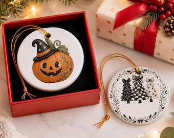 Personalized family names Halloween & Christmas ornament