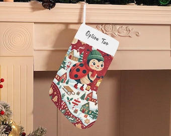 Personalized Christmas stocking, custom name holiday decor, insect lover Xmas gift