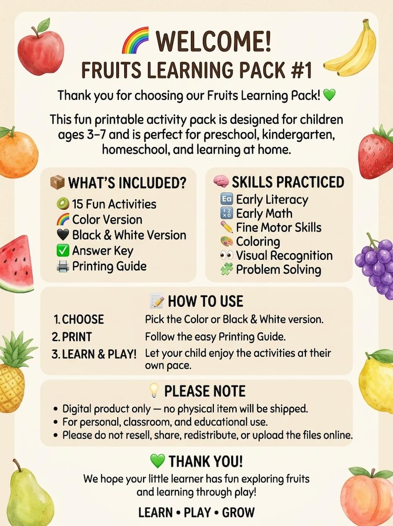 Printable Preschool Worksheets | Educational Digital Download - Etsy France