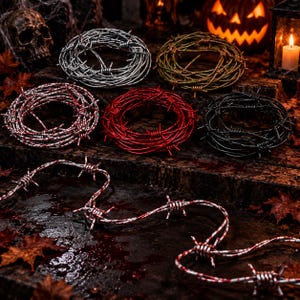 2.5M Decorative Barbed Wire, 98.43in Rustic Craft Wire, Faux Barbed Wire for DIY Decor, Wreaths, Props & Crafts