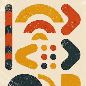 Clip Art med former från mitten av århundradet i PNG | Retro atombumerangikoner | Digital nedladdning i 1950-talsstil |