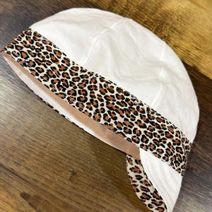 Leopard Print Welding Cap | Handmade 6 panel Welder Hat | Brown Leopard Pipefitter Cap | Custom Size Welding Hat