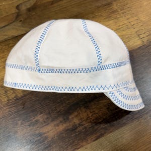 Solid White Welding Cap | Handmade 6-Panel Welder Hat | Custom Stitch Color | Pipefitter Cap| Low Mid Deep Crown