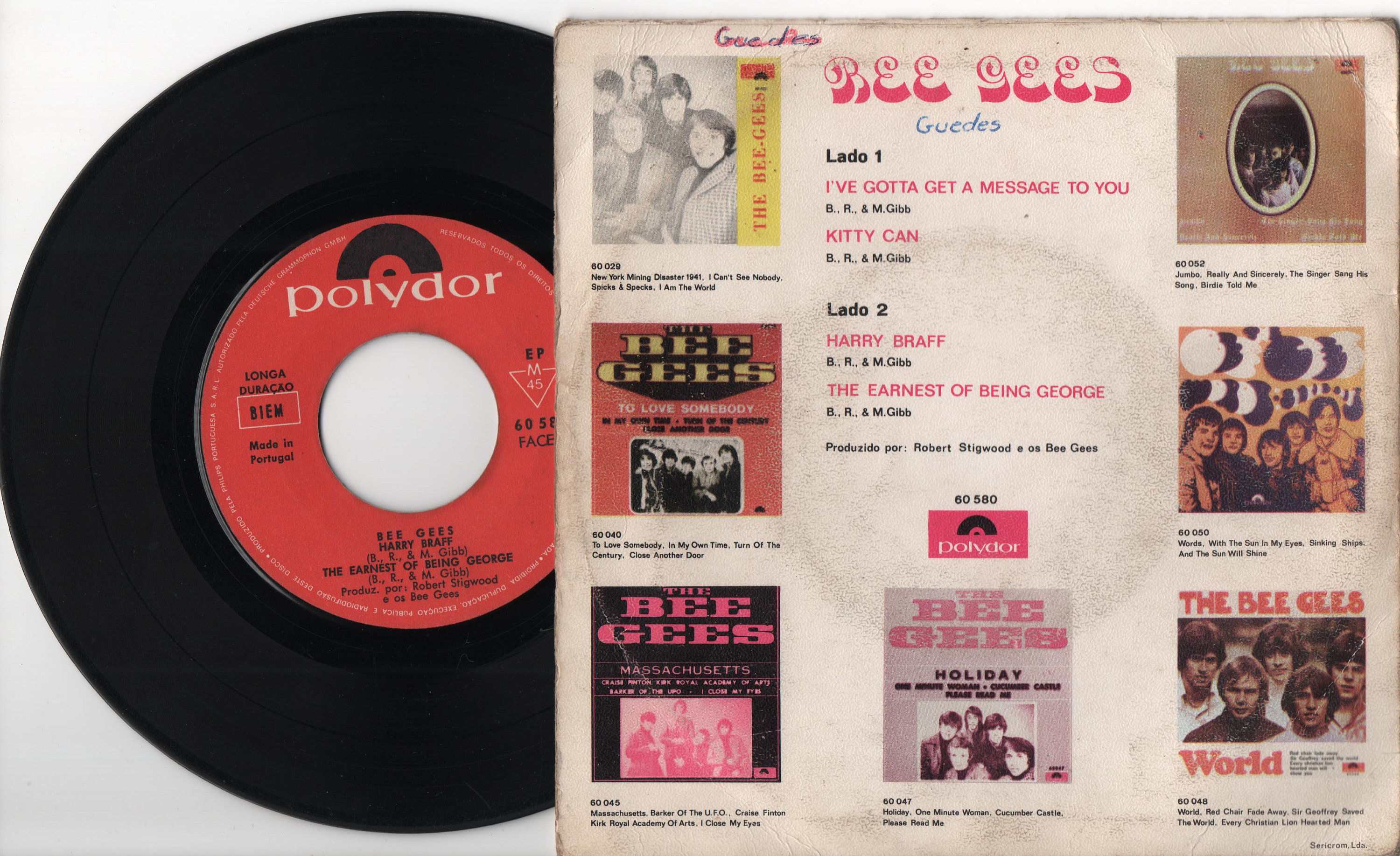 BEE GEES I've Gotta Get A Message To You EP 1968 Portugal Issue Very Rare Original 7