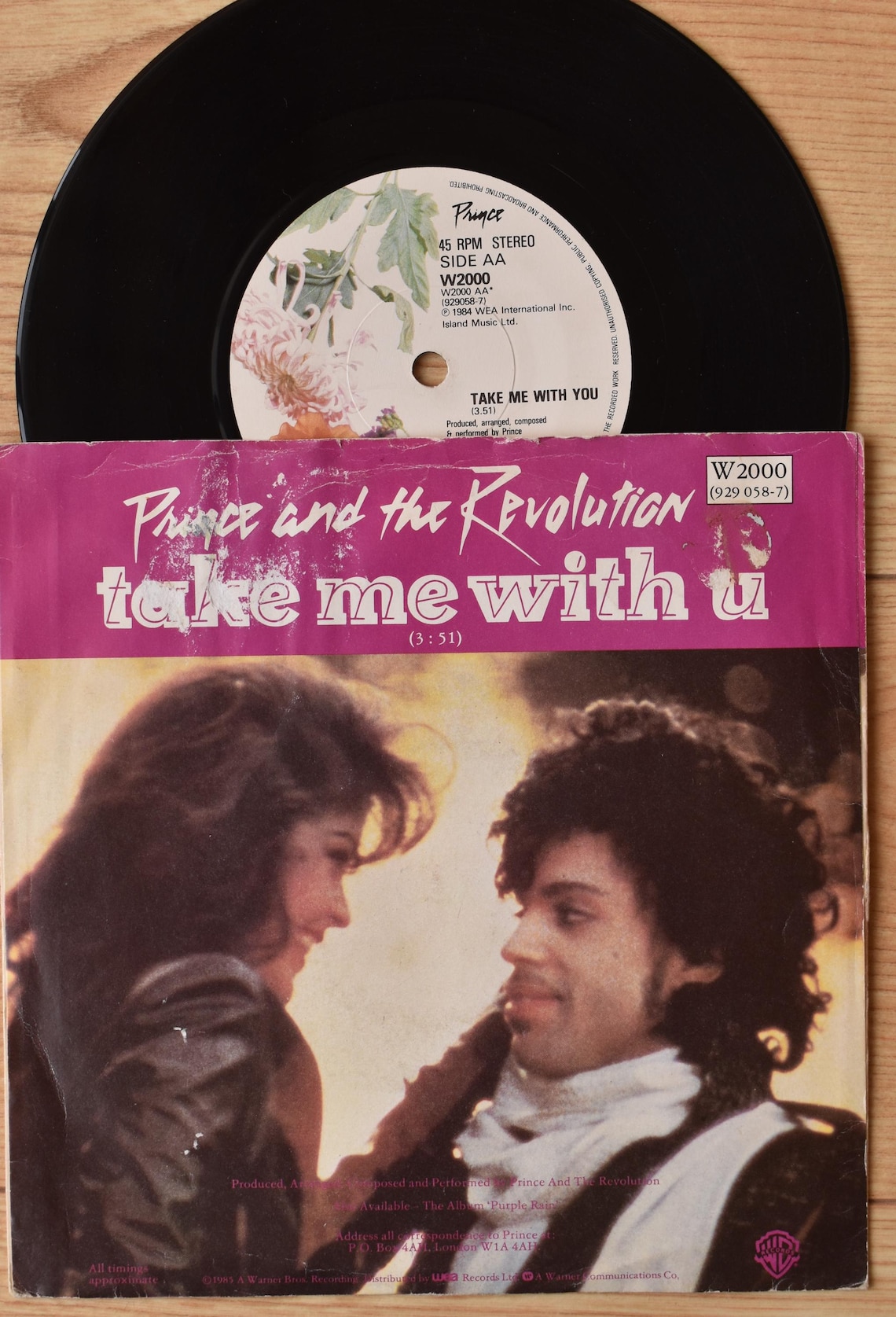 Prince & the Revolution - Let's Go Crazy / Take Me With U 1985 UK original vintage 7" Single 45 RPM Vinyl Record, foto 3 di 5