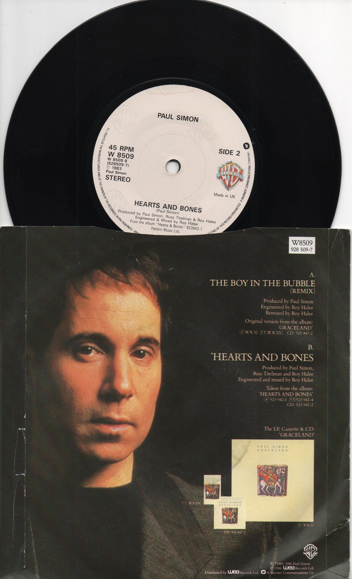 PAUL SIMON The Boy In The Bubble (Remix) 1986 Uk Issue Original 7" 45 rpm Vinyl Single Record W8509, foto 2 di 2
