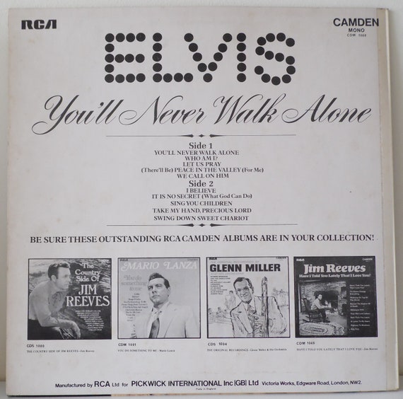 Elvis Presley You Ll Never Walk Alone 1971 Uk Issue Etsy