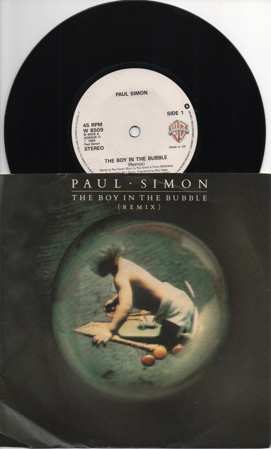 PAUL SIMON The Boy In The Bubble (Remix) 1986 Uk Issue Original 7" 45 rpm Vinyl Single Record W8509, foto 1 di 2