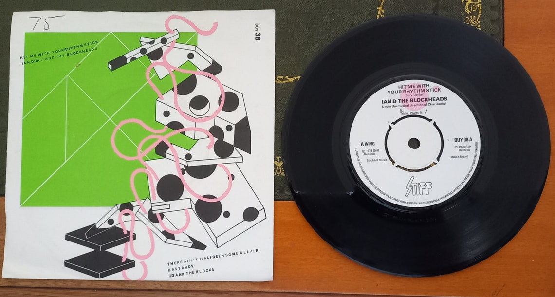 Ian Dury & The Blockheads "Hit Me With Your Rhythm Stick" 1978 UK 7"  45 RPM Single Vinyl Record, foto 1 di 2