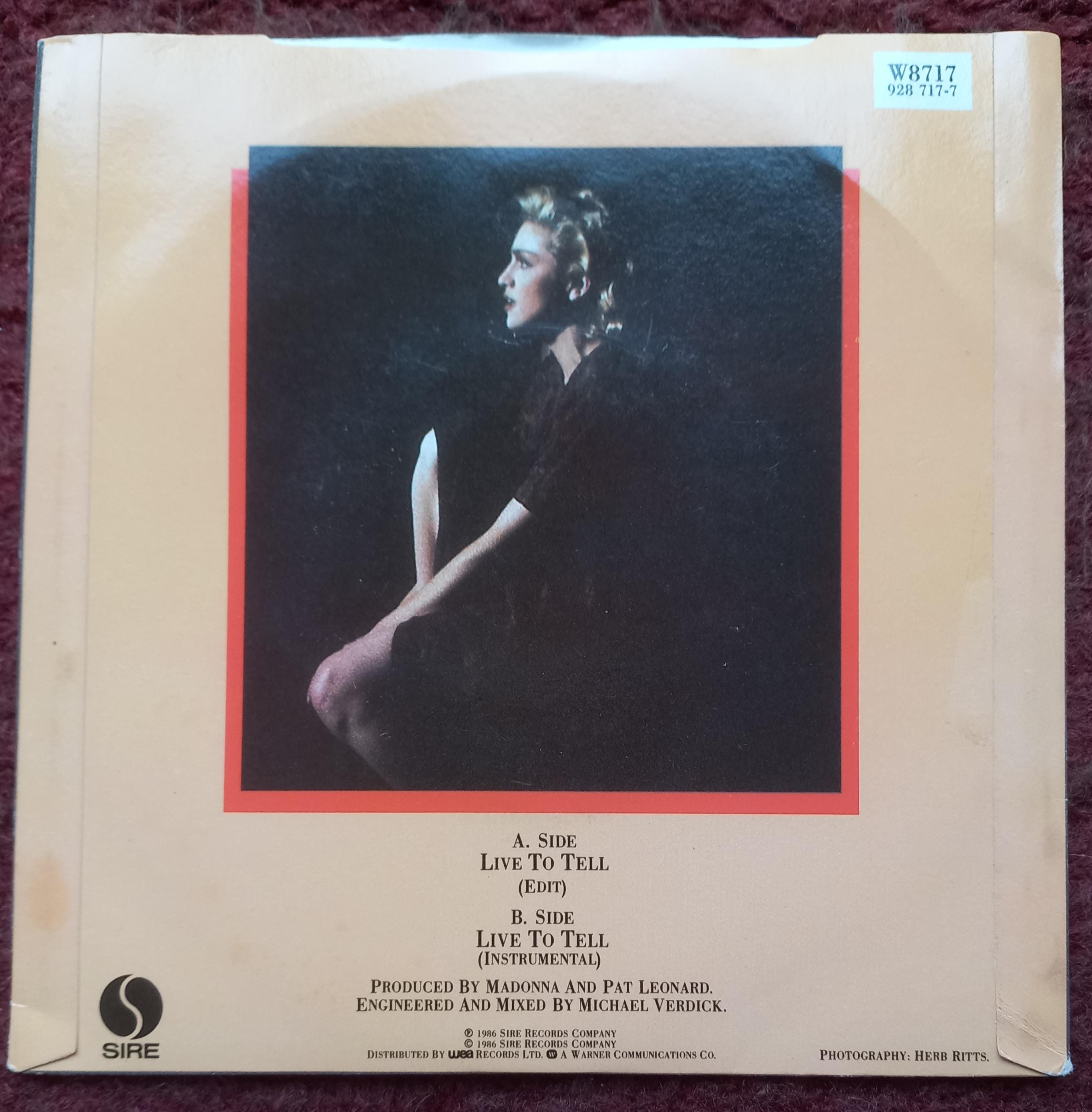 MADONNA Live To Tell 1986 イギリス盤 オリジナル 7