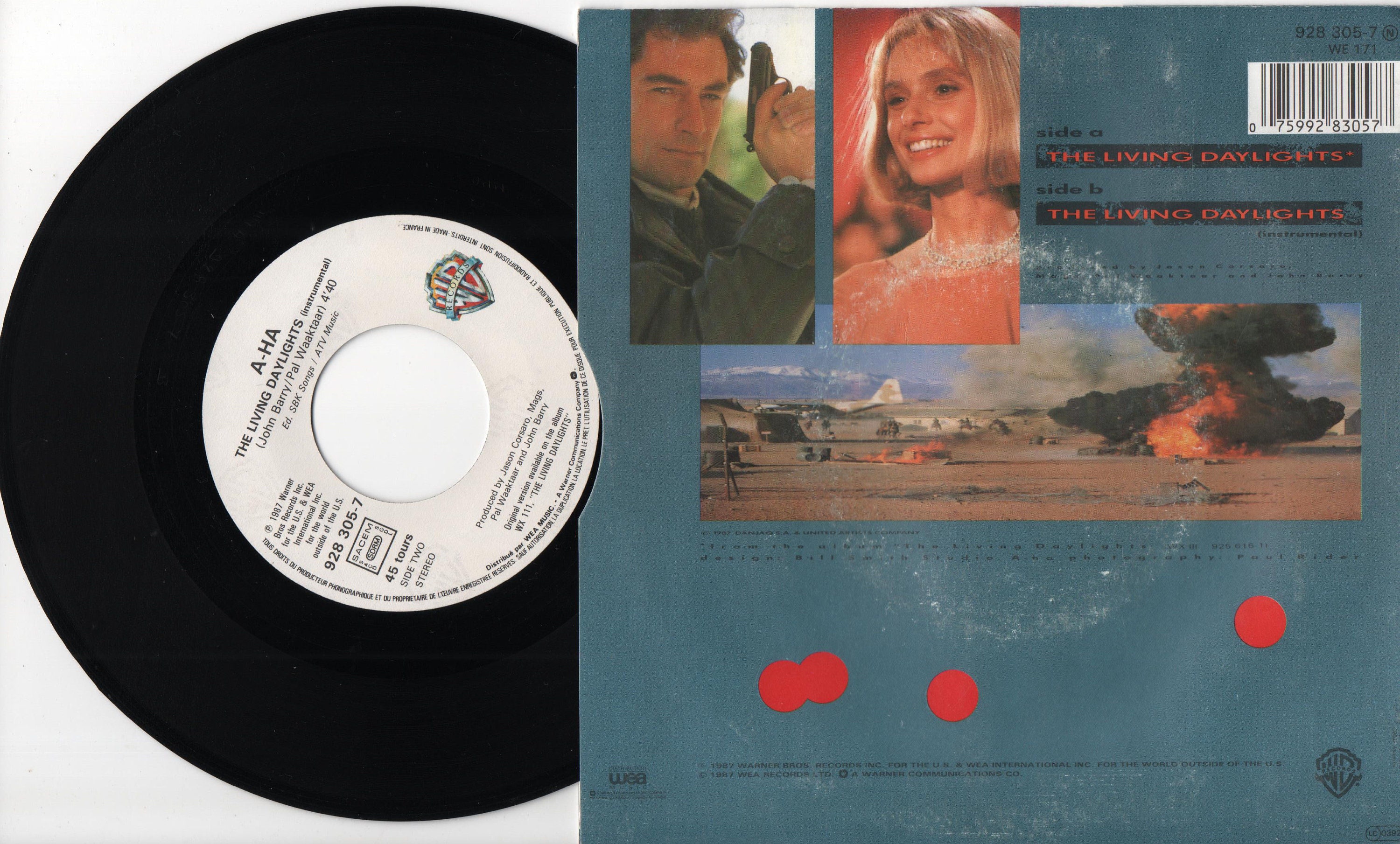 A-HA Living Daylights 1987 French Issue Original 7