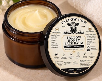 Bálsamo facial/corporal de miel de sebo 100% orgánica de vacas alimentadas con pasto