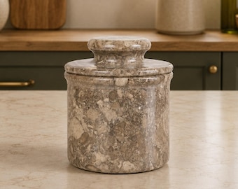 Handgefertigte Butterdose aus Marmor, französische Butterdose, Natursteinkrug, Einzugsgeschenk