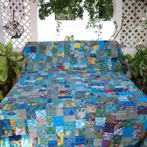 BED spread BOHEMIAN PATCHWORK hand made cotton multicolored indian style vintage bed cover