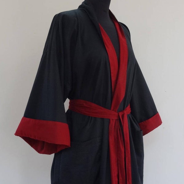 LONG KIMONO Kimono robe de chambre pour homme ou femme grande taille robe été robe kimono réversible Maternité Robe kimono bohème,black