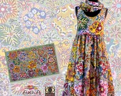 Mid-length high-waist ed dress with frilly skirt and modal silk sleeveless bodice lined with lightweight plain cotton