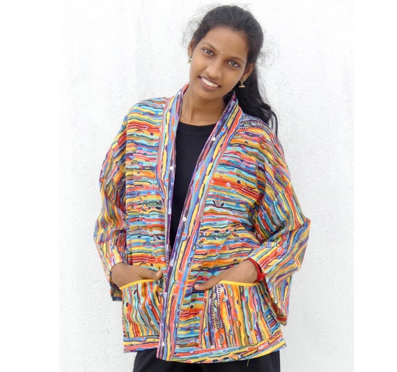 Light Cotton Kimono Collar Printed 