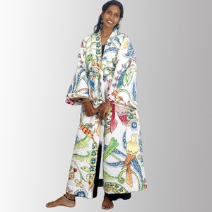 Printed Cotton Quilted Dressing Gown Plain Lined Kimono Quilted Dressing Gown Unisex All Sizes Dressing Gown