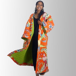 Printed Cotton Quilted Dressing Gown Plain Lined Kimono Quilted Dressing Gown Unisex All Sizes Dressing Gown