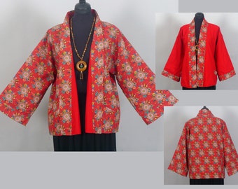 Veste KIMONO courte MI SAISON pour homme ou femme en coton toile doublée Veste unisexe