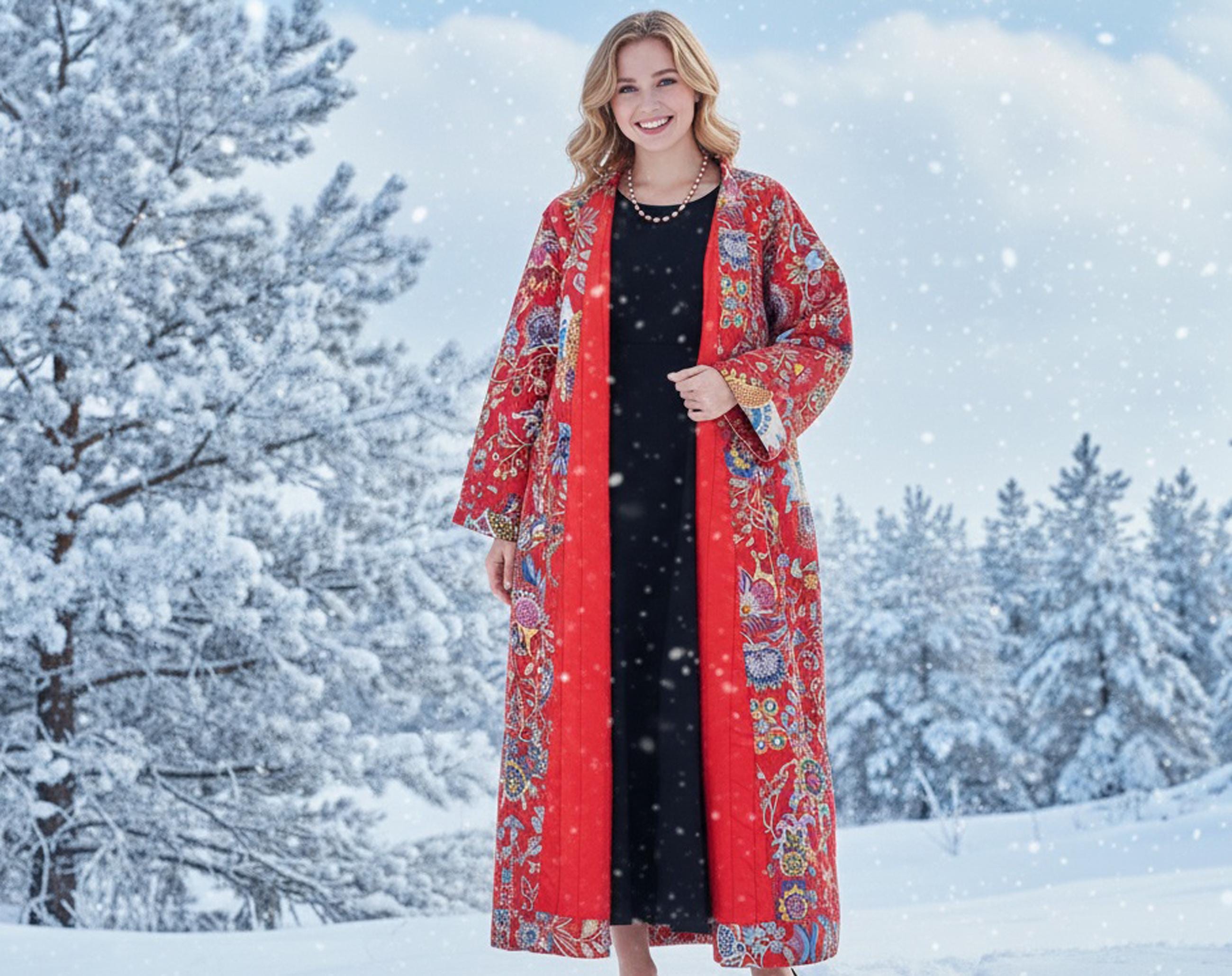 knee length dresses for ladies Quilted Cotton Maxi Robe main image 0